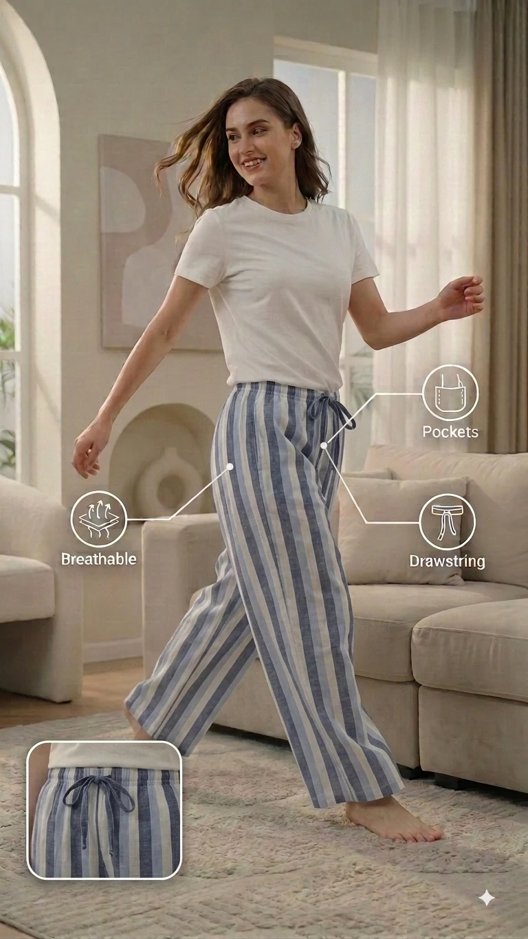 Women's Regular Fit Premium Lower Pyjama, Comfortable Day & Night Bottom Sleepwear, Multi Colour Lining 100% Pure Cotton, Soft & Breathable Eco-Friendly Oxford Fabric, Casual Style Regular Fit With Elasticated Waistband with Drawstring, Side & Back Pocket