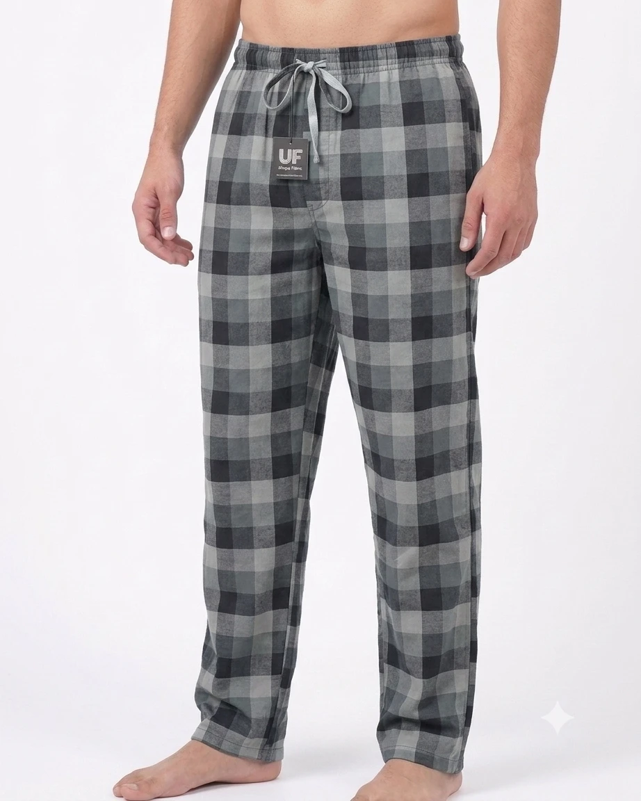 Men's Regular Fit Premium Lower Pyjama, Comfortable Day & Night Bottom Sleepwear, Multi Colour Check 100% Pure Cotton, Soft & Breathable Eco-Friendly Oxford Fabric, Casual Style Regular Fit With Elasticated Waistband with Drawstring, Side Pockets