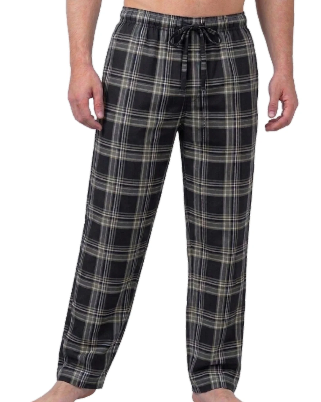 Men's Regular Fit Premium Lower Pyjama, Comfortable Day & Night Bottom Sleepwear, Black Check 100% Pure Cotton, Soft & Breathable Eco-Friendly Twill Fabric, Casual Style Regular Fit With Elasticated Waistband with Drawstring, Side & Back Pocket