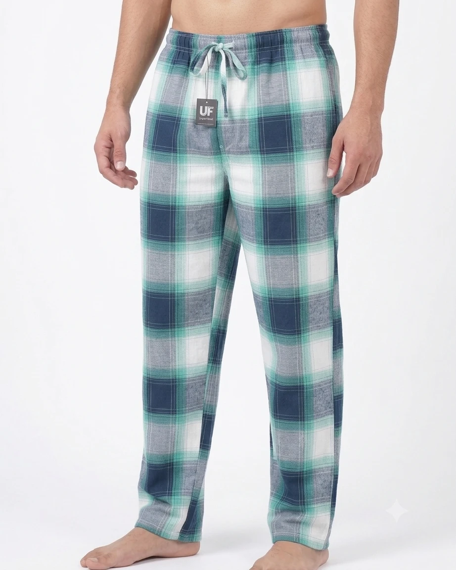 Men's Regular Fit Premium Lower Pyjama, Comfortable Day & Night Bottom Sleepwear, Multi Colour Check 100% Pure Cotton, Soft & Breathable Eco-Friendly Twill Fabric, Casual Style Regular Fit With Elasticated Waistband with Drawstring, Side Pockets